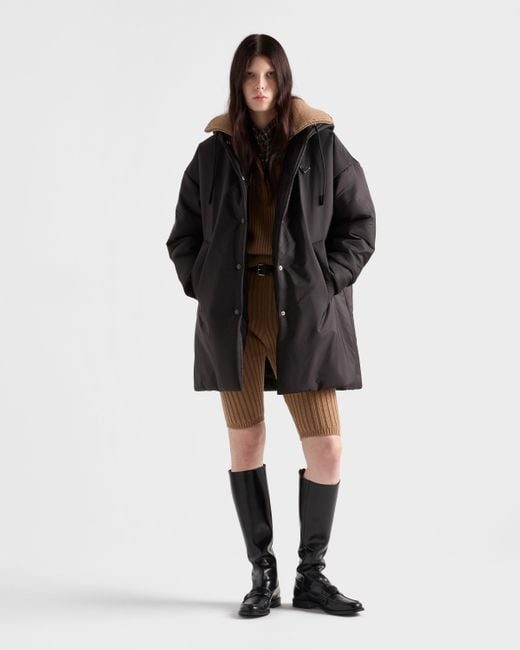 Prada Black Leichter Regenmantel Aus Re-Nylon