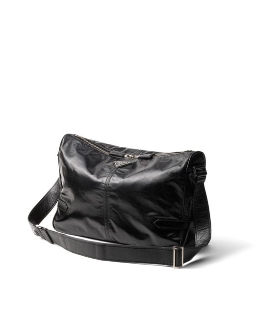 Prada Black Leather Shoulder Bag for men