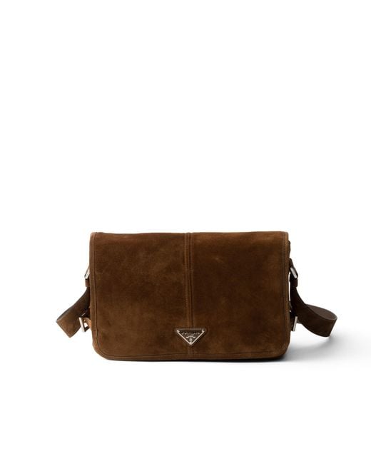 Prada Brown Suede Shoulder Bag for men