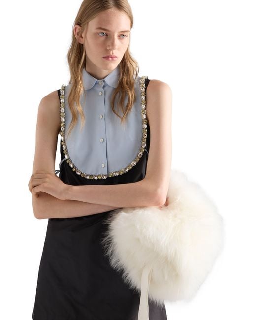 Prada Black Embroidered Taffeta Mini-Dress