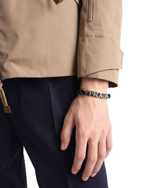 Prada White Cord Bracelet for men