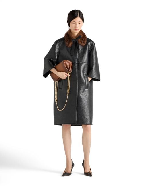 Abrigo De Piel Termoadherida, Mujer, Talla Prada de color Black