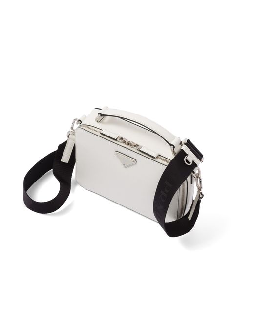 Prada White Brique Medium Saffiano Leather Bag for men