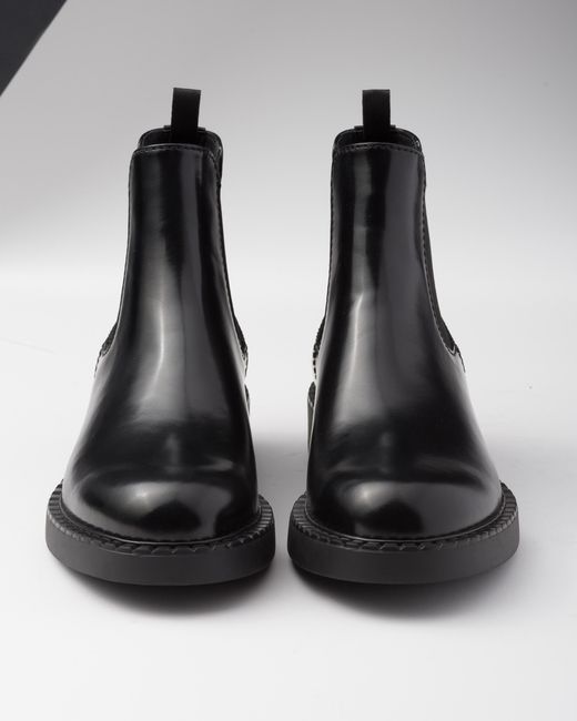 Prada Black Leather Ankle Boots for men