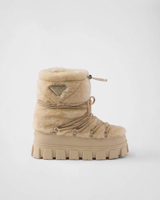 Prada Natural Shearling Après Ski Booties
