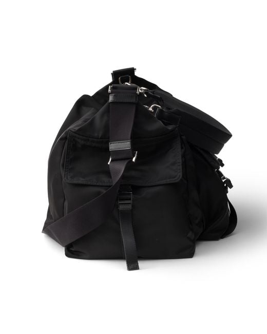 Prada Black Explore Re-Nylon And Leather Duffel Bag