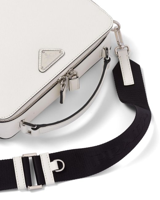 Prada White Medium Brique Shoulder Bag for men
