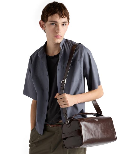 Prada Brown Leather Shoulder Bag for men