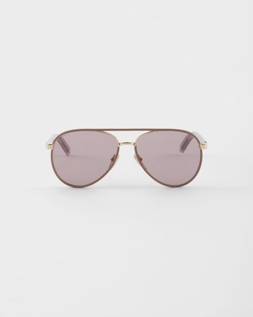 Occhiali Da Sole Con Iconica Placca di Prada in Pink