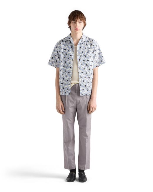 Prada Gray Cotton Pants With Key Ring for men