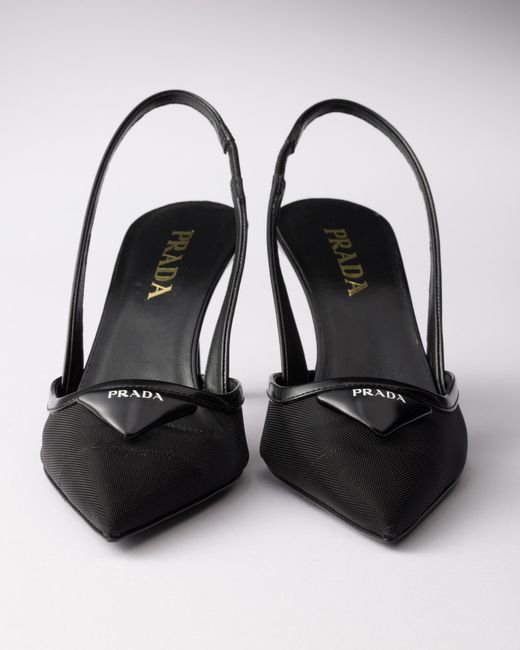 Prada White Mesh Fabric Slingback Pumps