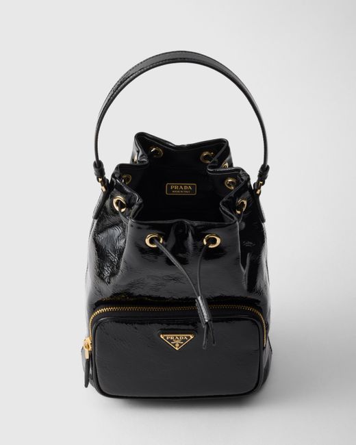 ショルダーバッグ・ポシェット PRADA PRADA DUET BUCKET BAG IN NAPLAK Black Prada Duet Naplak Patent Leather Bucket Bag | PRADA