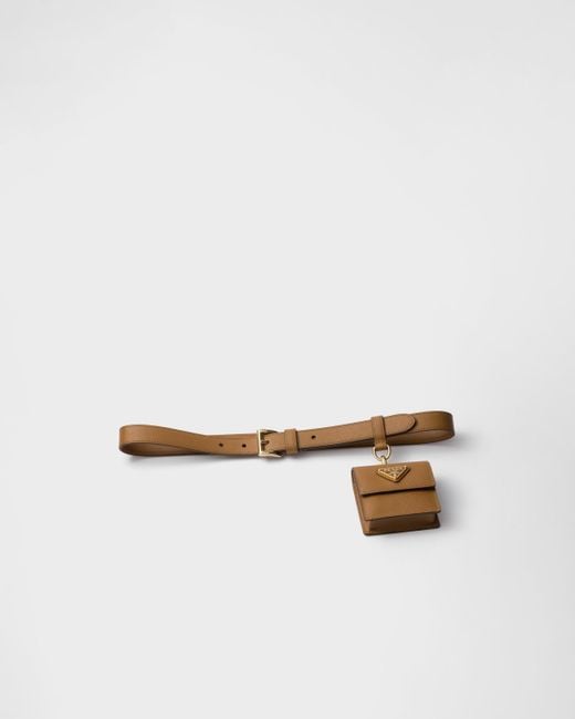 Prada White Saffiano Leather Belt