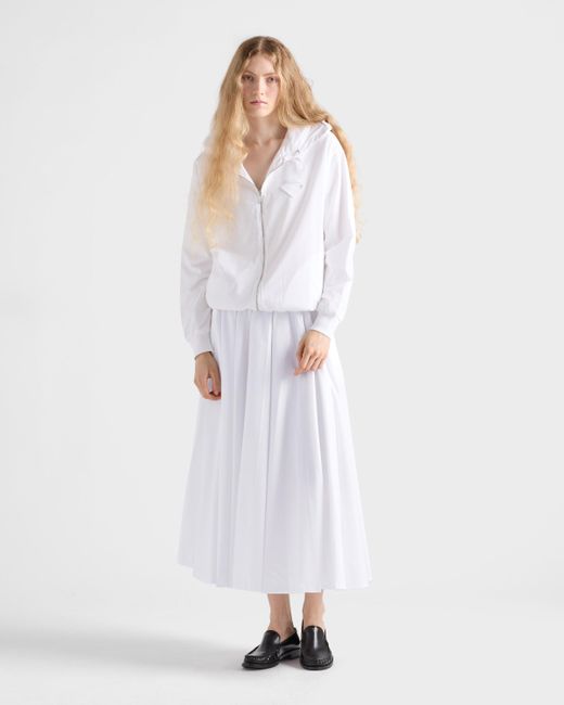 Prada White Reversible Cotton Jersey And Re-Nylon Circle Skirt