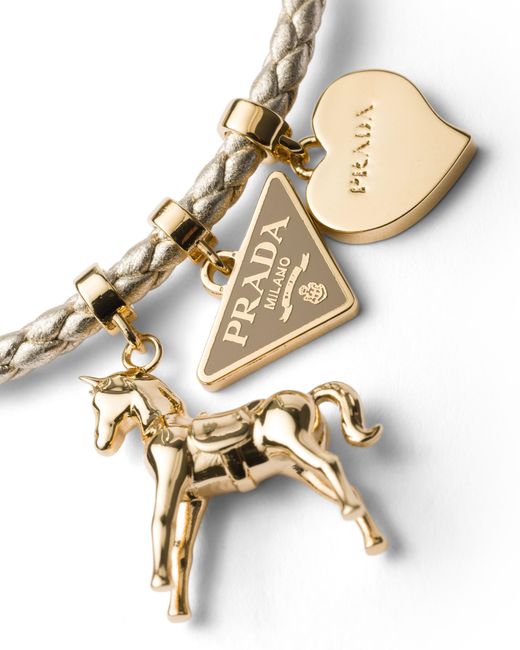 Prada White Braided Nappa Leather Bracelet