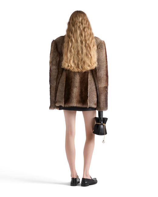 Prada Brown Shearling And Cloth Coat