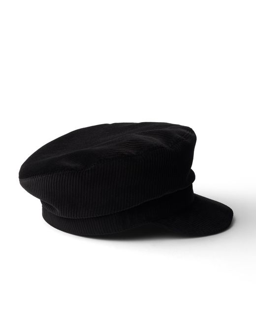 Prada Black Corduroy Newsboy Cap for men