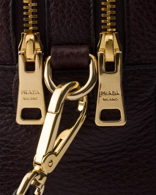 Prada White Small Leather Shoulder Bag, Dark