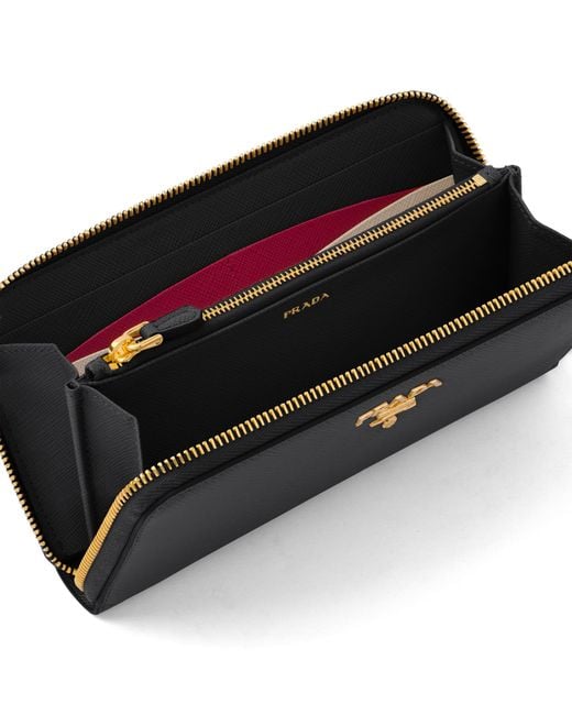 Prada Black Large Saffiano Leather Wallet
