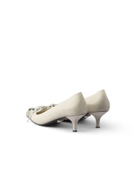 Prada White Antiqued Leather Pumps