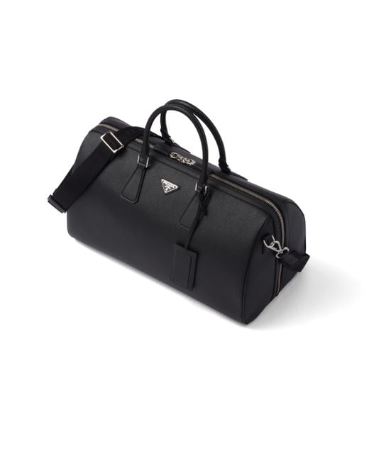 Bolsa De Viaje De Piel Saffiano Prada de color Black