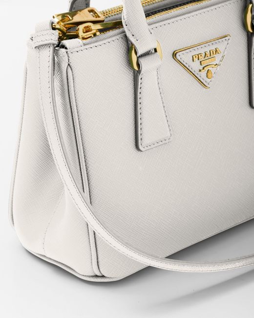 Prada White Galleria Mini Bag Aus Saffiano-Leder
