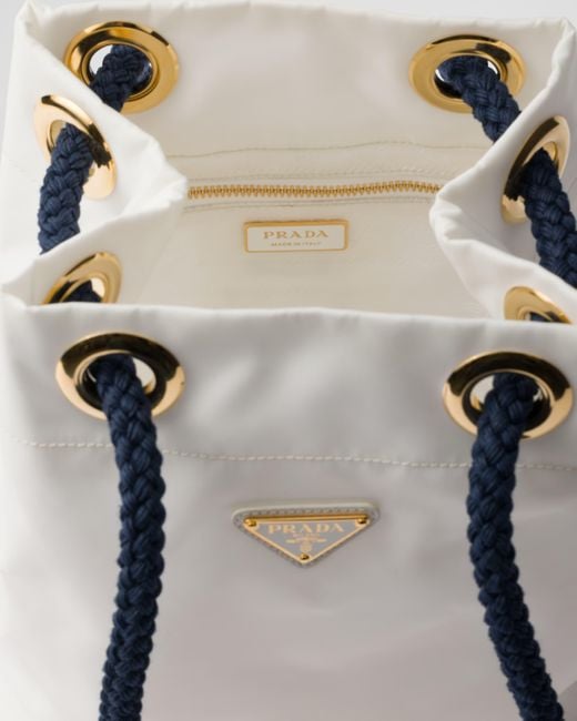 Prada Mariner Re-Nylon Small Bucket Bag in White | Lyst