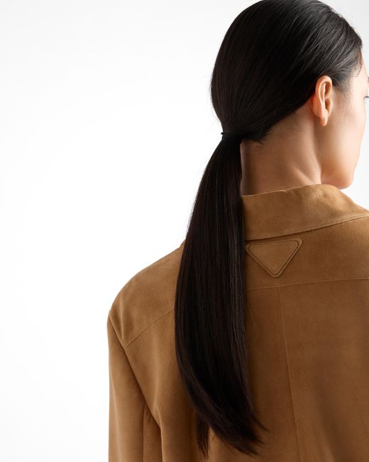 Cazadora Estilo Sobrecamisa De Ante Prada de color Natural
