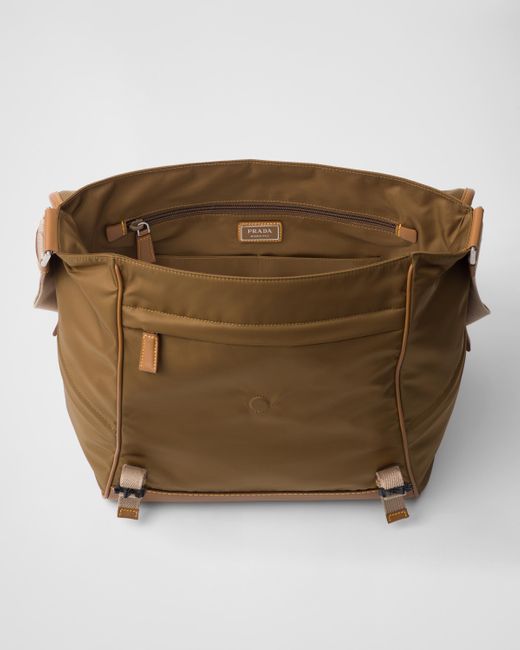 Prada Brown Re-Nylon And Leather Shoulder Bag for men