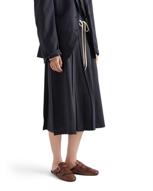 Prada Blue Light Wool Midi-Skirt