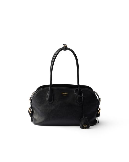Prada Black Signet Medium Leather Tote Bag