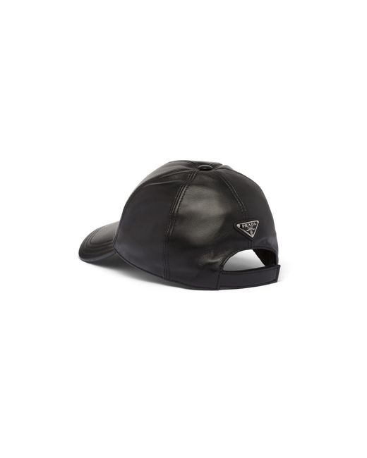 Prada Black Nappa Leather Baseball Cap for men
