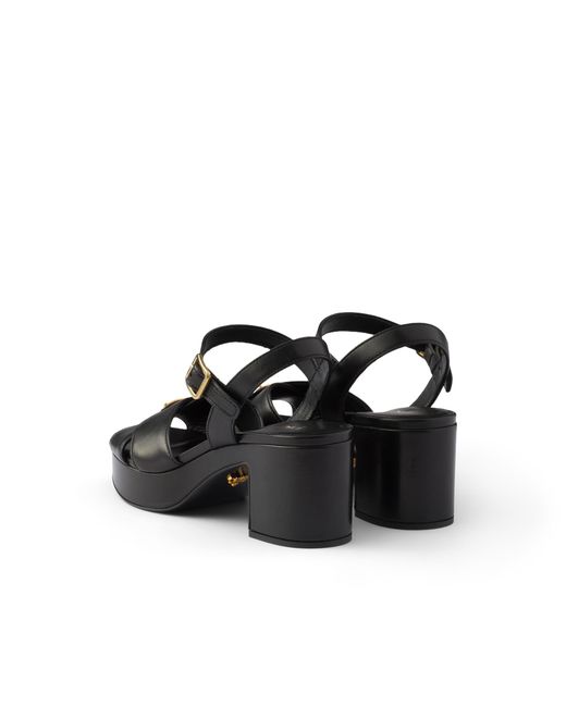 Prada Black Nappa Leather Platform Sandals