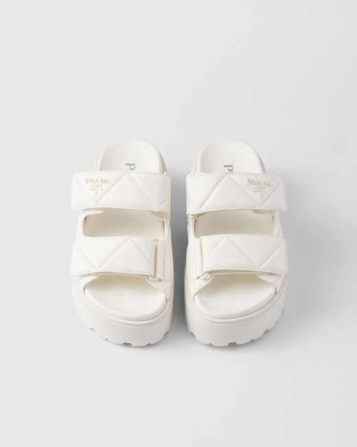 Prada Natural Padded Nappa Leather Slides
