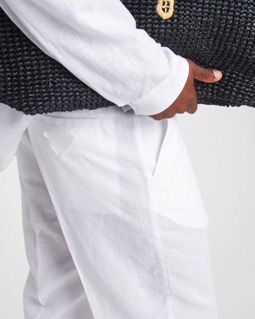 Prada White Linen Pants for men