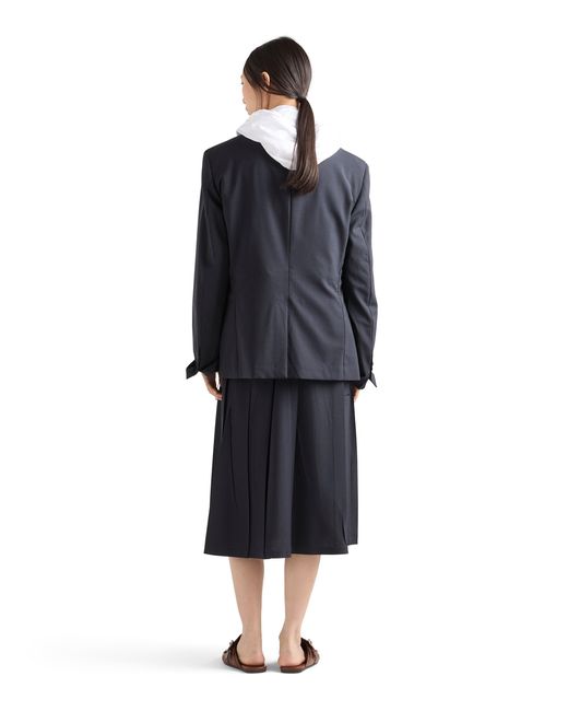 Prada Blue Light Wool Midi-Skirt