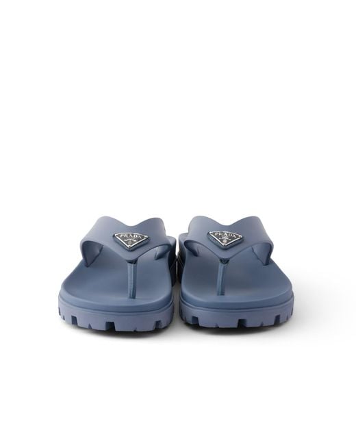 Prada Blue Rubber Thong Sandals, Size 9 for men