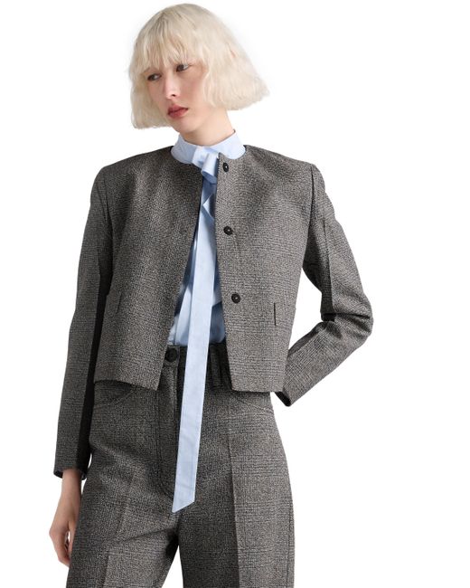 Chaqueta De Botonadura Simple Mouliné Príncipe De Gales, Mujer, Talla Prada de color Gray