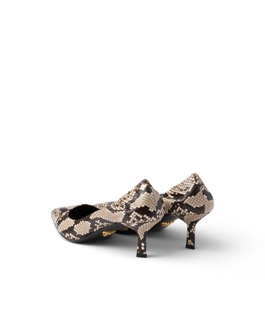 Prada White Printed Ayers Leather Pumps