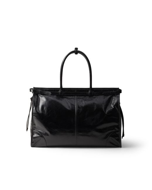 Prada Black Bonnie Leather Tote Bag for men