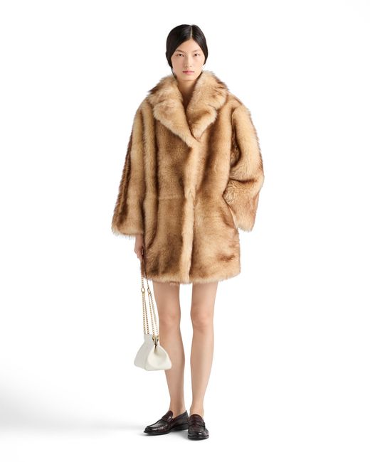 Prada Natural Shearling Caban Jacket