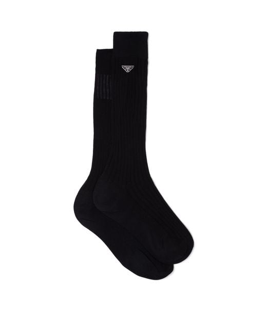 Prada Black Superfine Ribbed Socks