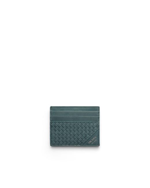 Prada Blue Leather Card Holder for men