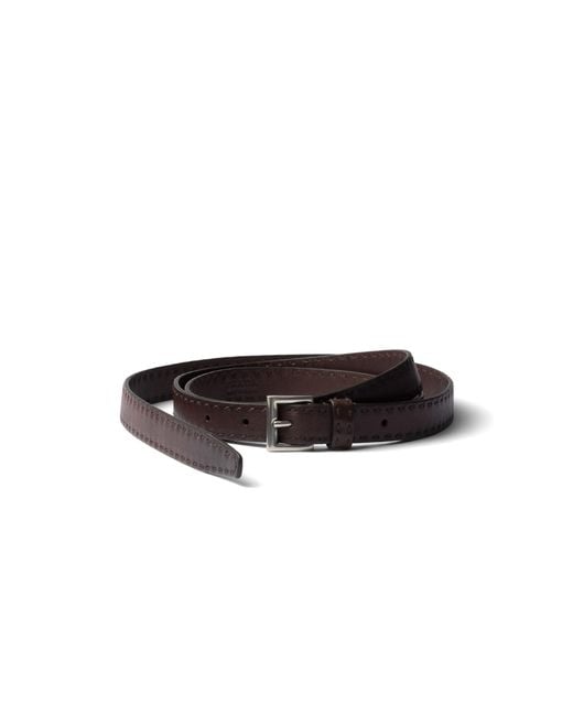 Prada White Antiqued Leather Belt