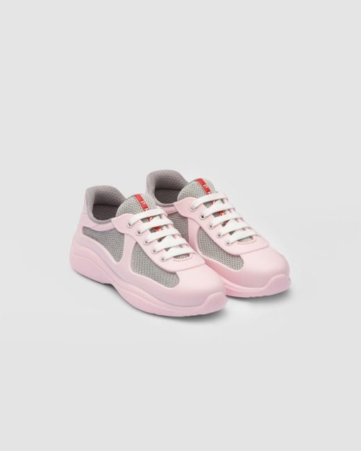 Prada Pink America's Cup Soft Rubber And Bike Fabric Sneakers