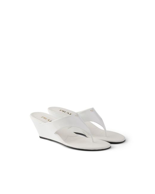 Prada White Patent Leather Thong Sandals
