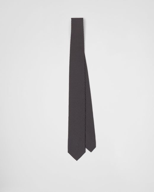 Prada White Silk Tie With Polka-Dot Print for men