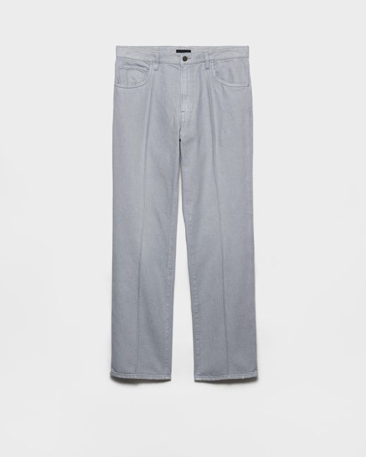 Jean Cinq Poches En Denim Délavé Prada pour homme en coloris Gray