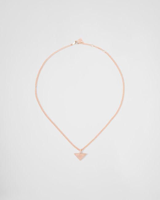 Prada White Eternal Gold Pendant Necklace In Pink Gold