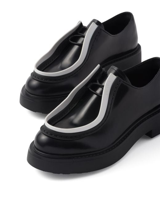Prada Black Brushed Leather Lace-Up Shoes